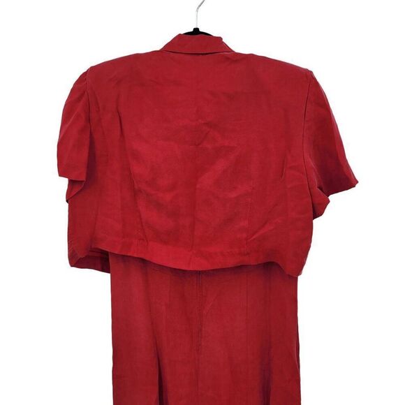 Karin Stevens Red Sleeveless Modest Maxi Dress 16 2pc Set Pleated Button Jacket - Picture 9 of 15